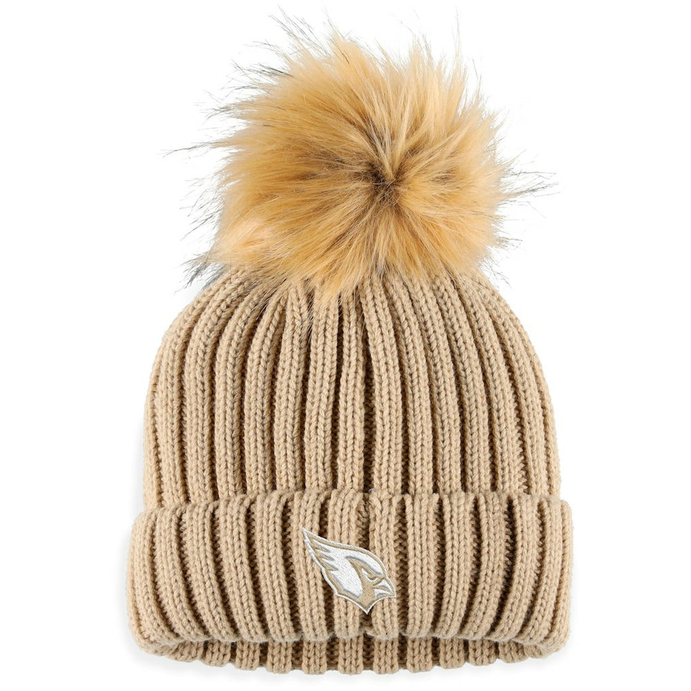 Arizona Cardinals WEAR by Erin Andrews Women's Neutral Cuffed Knit Hat with Pom Natural