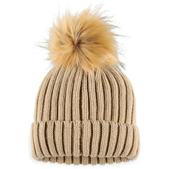 Las Vegas Raiders WEAR by Erin Andrews Women's Neutral Cuffed Knit Hat with Pom Natural