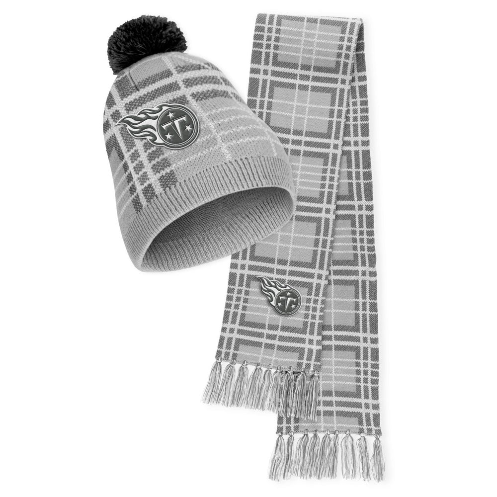 Tennessee Titans WEAR by Erin Andrews Women's Plaid Knit Hat with Pom & Scarf Set