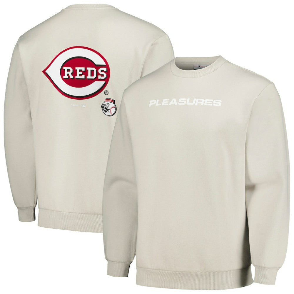 Cincinnati Reds PLEASURES Ballpark Pullover Sweatshirt - Gray Pullover