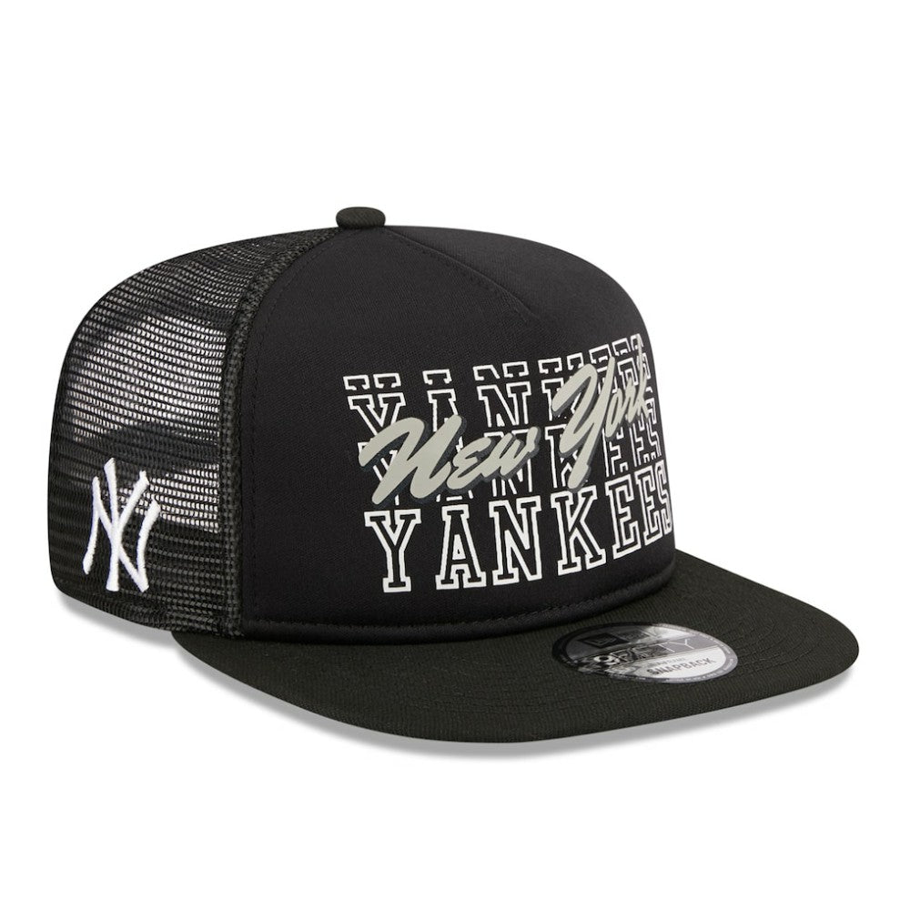 New York Yankees New Era Street Team A-Frame Trucker 9FIFTY Snapback Hat - Black Hats