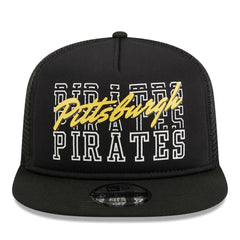 Pittsburgh Pirates New Era Street Team A-Frame Trucker 9FIFTY Snapback Hat - Black Hats