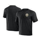 New Orleans Saints NFL x Darius Rucker Collection Washed Raglan Henley T-Shirt Black