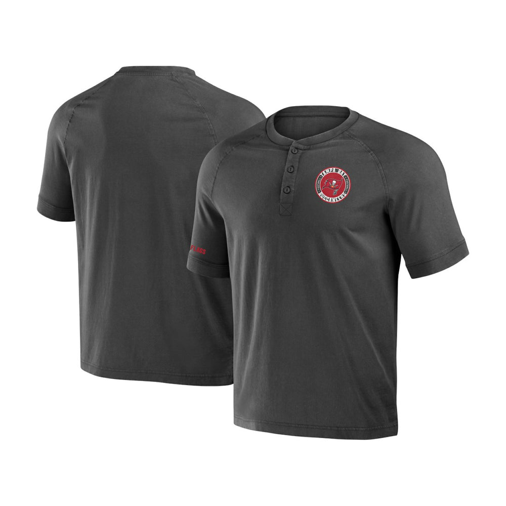 Tampa Bay Buccaneers NFL x Darius Rucker Collection Washed Raglan Henley T-Shirt Pewter