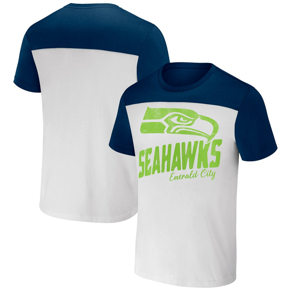 Seattle Seahawks NFL x Darius Rucker Collection Colorblocked T-Shirt White/College Navy
