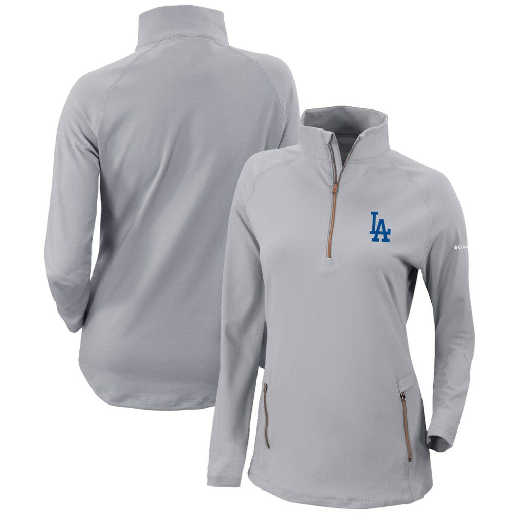 Los Angeles Dodgers Columbia Women's Omni-Wick Outward Nine Quarter-Zip Pullover Top - Gray Pullover