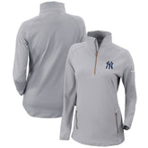 New York Yankees Columbia Women's Omni-Wick Outward Nine Quarter-Zip Pullover Top - Gray Pullover