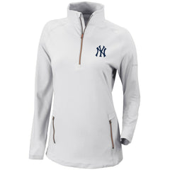 New York Yankees Columbia Women's Omni-Wick Outward Nine Quarter-Zip Pullover Top - White Pullover