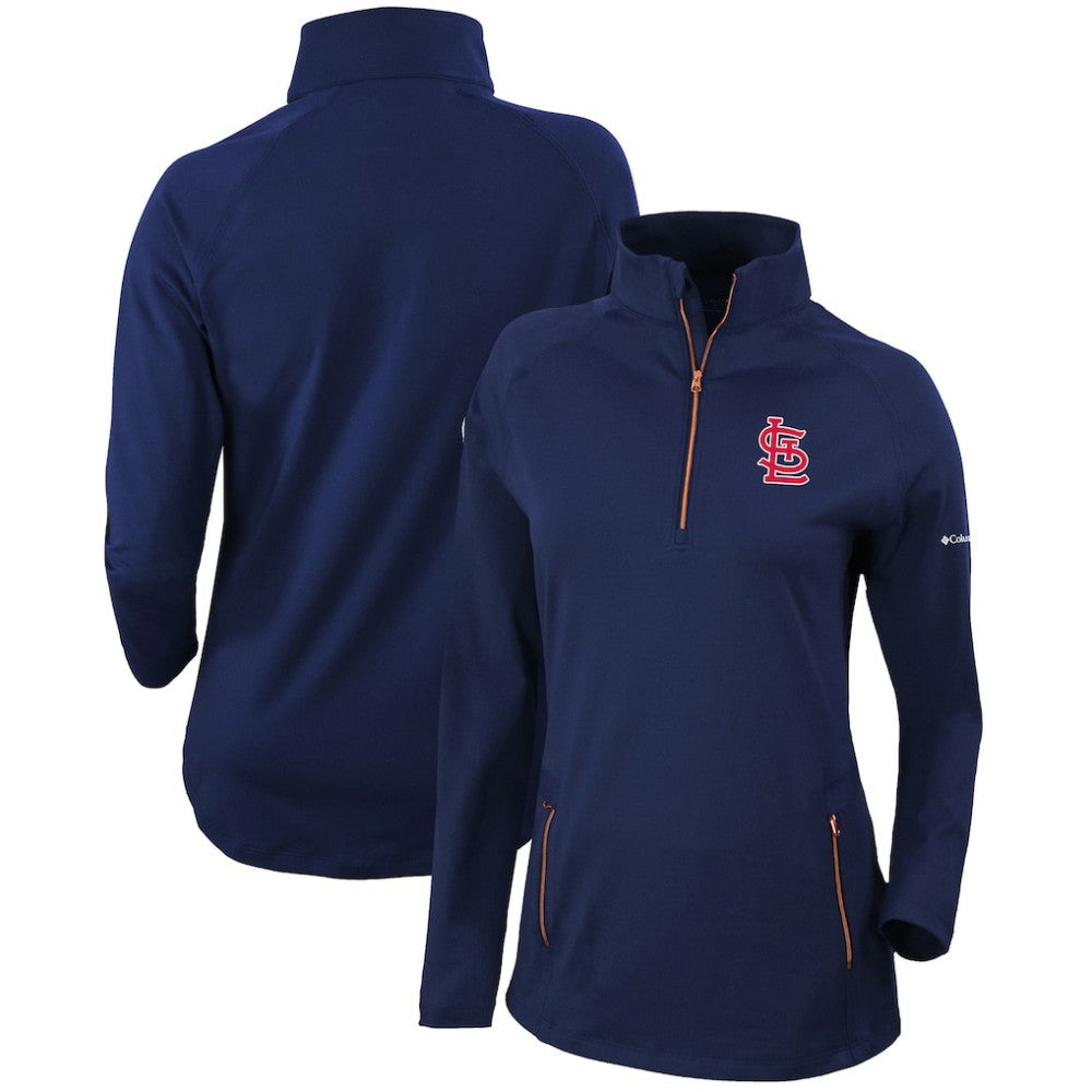St. Louis Cardinals Columbia Women's Omni-Wick Outward Nine Quarter-Zip Pullover Top - Navy Pullover