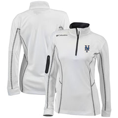 New York Mets Columbia Women's Omni-Wick Shotgun Quarter-Zip Pullover Top - White Pullover