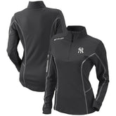 New York Yankees Columbia Women's Omni-Wick Shotgun Quarter-Zip Pullover Top - Charcoal Pullover