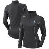 Seattle Mariners Columbia Women's Omni-Wick Shotgun Quarter-Zip Pullover Top - Charcoal Pullover