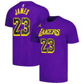 LeBron James Los Angeles Lakers Jordan Brand 2022/23 Statement Edition Name & Number T-Shirt Purple