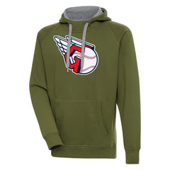Cleveland Guardians Antigua Victory Pullover Hoodie - Olive Hoodies