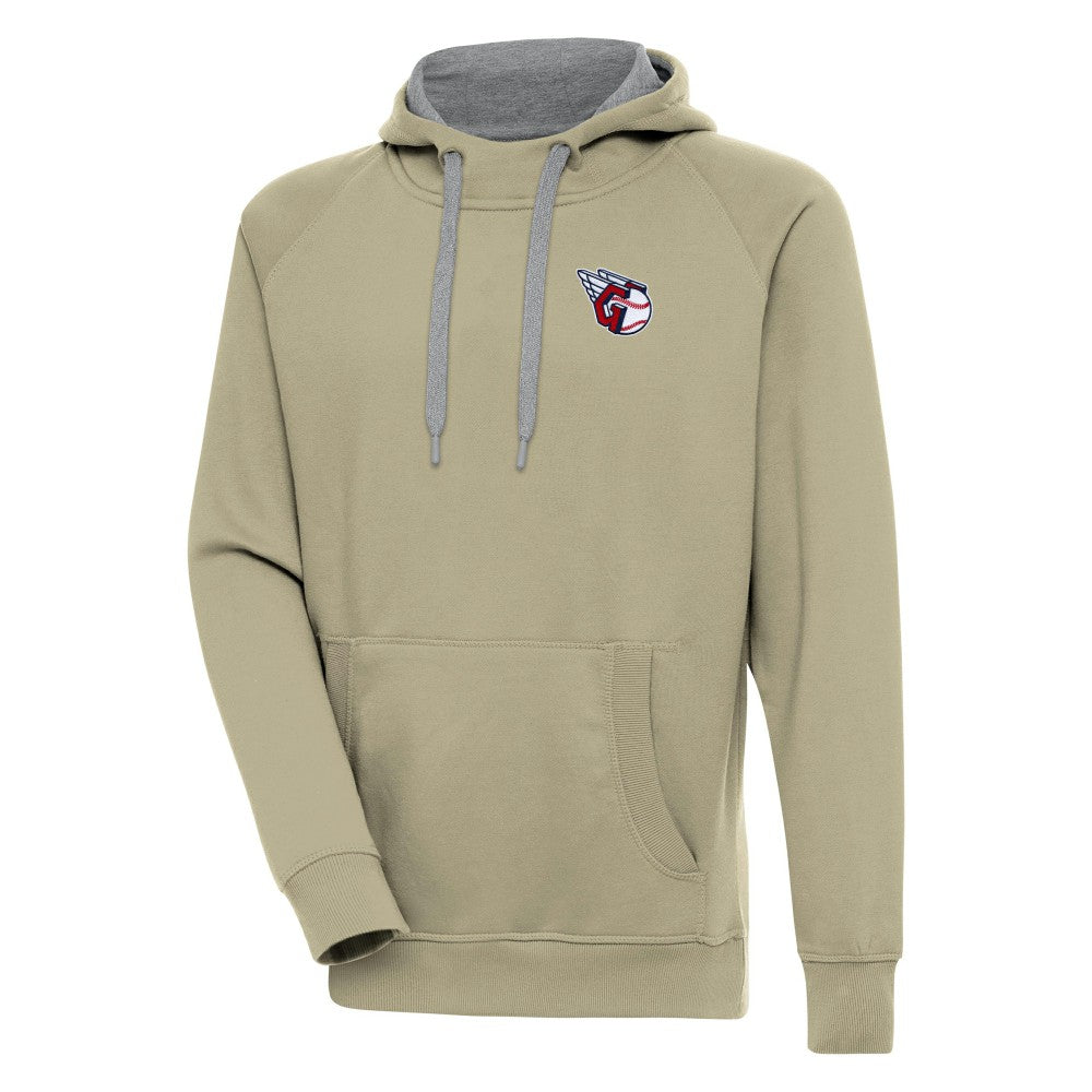 Cleveland Guardians Antigua Victory Pullover Hoodie - Khaki Hoodies