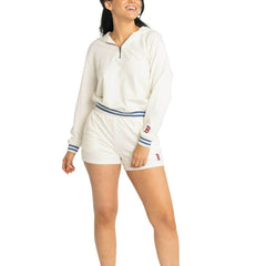 Boston Red Sox Lusso Women's Magnolia Tri-Blend Quarter-Zip Hoodie - White Hoodies