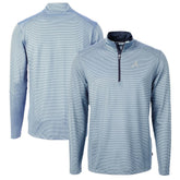 Atlanta Braves Cutter & Buck Virtue Eco Pique Micro Stripe Recycled Quarter-Zip Pullover Top - Light Blue/Navy Pullover