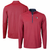 Cleveland Guardians Cutter & Buck Virtue Eco Pique Micro Stripe Recycled Quarter-Zip Pullover Top - Red/Navy Pullover