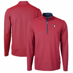 Cleveland Guardians Cutter & Buck Virtue Eco Pique Micro Stripe Recycled Quarter-Zip Pullover Top - Red/Navy Pullover