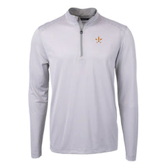 Houston Astros Cutter & Buck Virtue Eco Pique Micro Stripe Recycled Quarter-Zip Pullover Top - Gray/White Pullover