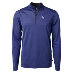 Los Angeles Dodgers Cutter & Buck Virtue Eco Pique Micro Stripe Recycled Quarter-Zip Pullover Top - Royal/Black Pullover
