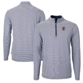 Minnesota Twins Cutter & Buck Virtue Eco Pique Micro Stripe Recycled Quarter-Zip Pullover Top - Navy/White Pullover