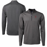 New York Mets Cutter & Buck Virtue Eco Pique Micro Stripe Recycled Quarter-Zip Pullover Top - Black/Gray Pullover