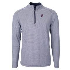 Washington Nationals Cutter & Buck Virtue Eco Pique Micro Stripe Recycled Quarter-Zip Pullover Top - Navy/White Pullover