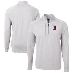 Boston Red Sox Cutter & Buck Adapt Eco Knit Stretch Recycled Quarter-Zip Pullover Top - Heather Gray Pullover