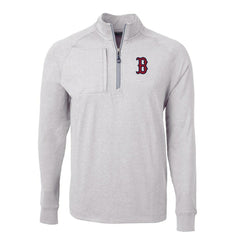 Boston Red Sox Cutter & Buck Adapt Eco Knit Stretch Recycled Quarter-Zip Pullover Top - Heather Gray Pullover