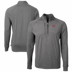 Cincinnati Reds Cutter & Buck Adapt Eco Knit Stretch Recycled Quarter-Zip Pullover Top - Heather Black Pullover