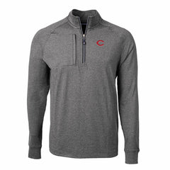Cincinnati Reds Cutter & Buck Adapt Eco Knit Stretch Recycled Quarter-Zip Pullover Top - Heather Black Pullover