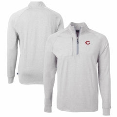 Cincinnati Reds Cutter & Buck Adapt Eco Knit Stretch Recycled Quarter-Zip Pullover Top - Heather Gray Pullover