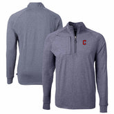 Cleveland Guardians Cutter & Buck Adapt Eco Knit Stretch Recycled Quarter-Zip Pullover Top - Heather Navy Pullover