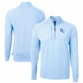 Kansas City Royals Cutter & Buck Adapt Eco Knit Stretch Recycled Quarter-Zip Pullover Top - Heather Light Blue Pullover