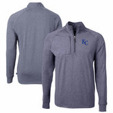 Kansas City Royals Cutter & Buck Adapt Eco Knit Stretch Recycled Quarter-Zip Pullover Top - Heather Navy Pullover
