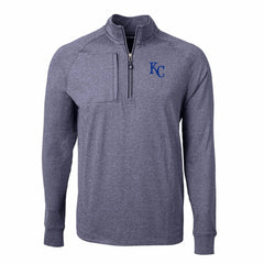 Kansas City Royals Cutter & Buck Adapt Eco Knit Stretch Recycled Quarter-Zip Pullover Top - Heather Navy Pullover