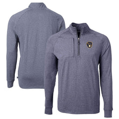 Milwaukee Brewers Cutter & Buck Adapt Eco Knit Stretch Recycled Quarter-Zip Pullover Top - Heather Navy Pullover