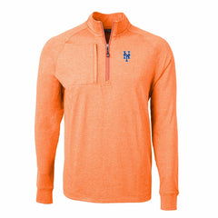 New York Mets Cutter & Buck Adapt Eco Knit Stretch Recycled Quarter-Zip Pullover Top - Heather Orange Pullover