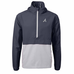 Atlanta Braves Cutter & Buck Charter Eco Recycled Half-Zip Anorak Jacket - Navy/Gray Jackets