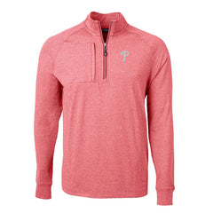 Philadelphia Phillies Cutter & Buck Adapt Eco Knit Stretch Recycled Quarter-Zip Pullover Top - Heather Red Pullover