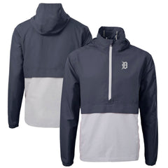 Detroit Tigers Cutter & Buck Charter Eco Recycled Half-Zip Anorak Jacket - Navy/Gray Jackets