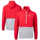 Philadelphia Phillies Cutter & Buck Charter Eco Recycled Half-Zip Anorak Jacket - Red/Gray Jackets