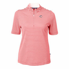Cincinnati Reds Cutter & Buck Women's Virtue Eco Pique Stripe Recycled Quarter-Zip Pullover Top - Red Pullover