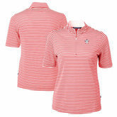 Houston Astros Cutter & Buck Women's Virtue Eco Pique Stripe Recycled Quarter-Zip Pullover Top - Red Pullover