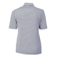 Chicago Cubs Cutter & Buck Women's Virtue Eco Pique Stripe Top - Navy Tops