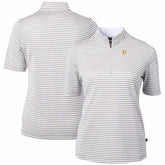 Pittsburgh Pirates Cutter & Buck Women's Virtue Eco Pique Stripe Top - Gray Tops