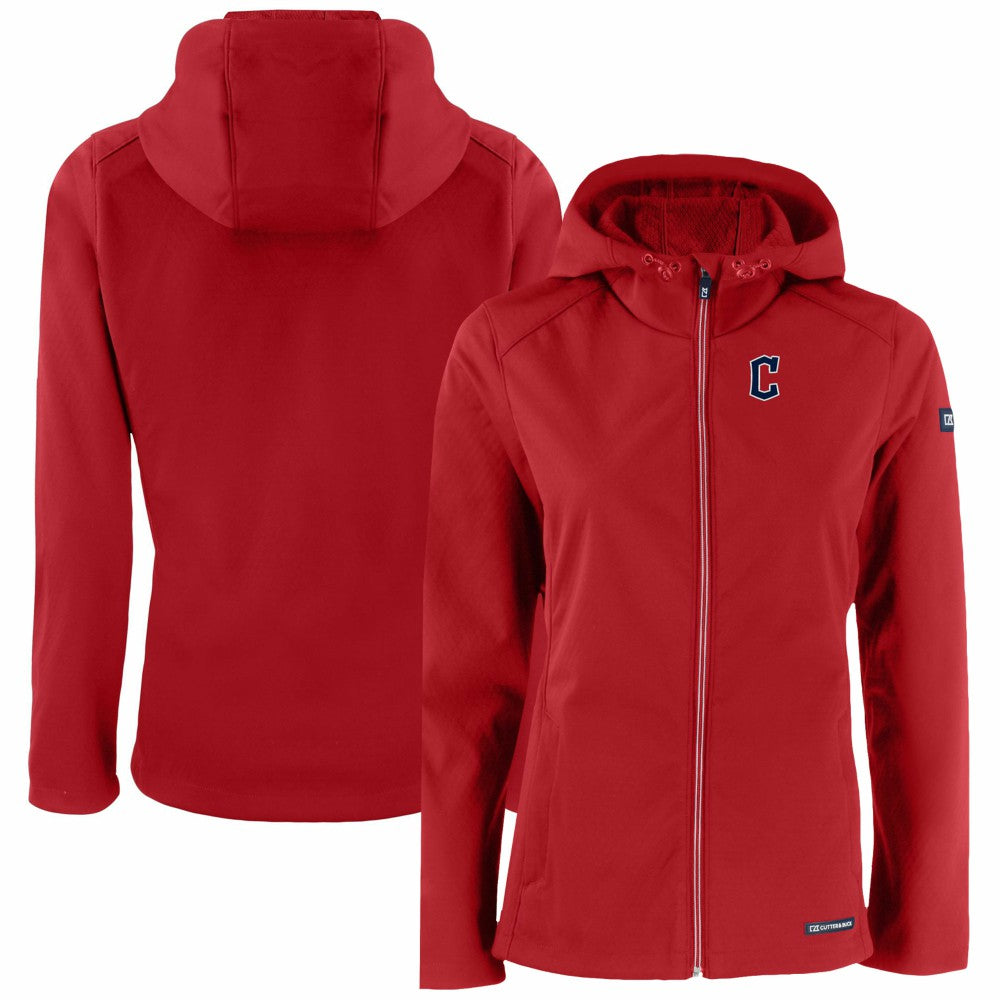 Cleveland Guardians Cutter & Buck Women's Evoke Eco Softshell Recycled Full-Zip Jacket - Red Jackets