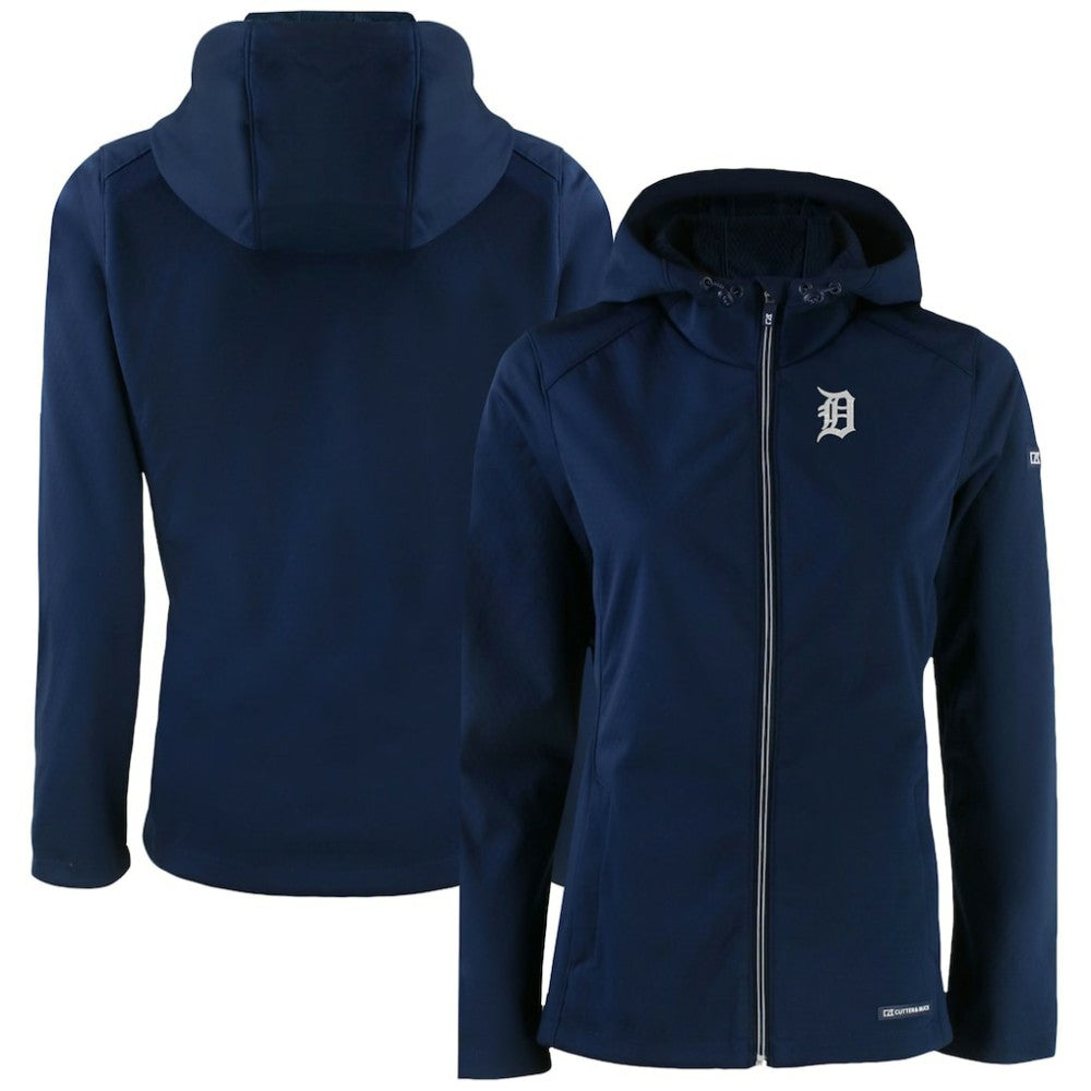 Detroit Tigers Cutter & Buck Women's Evoke Eco Softshell Recycled Full-Zip Jacket - Navy Jackets
