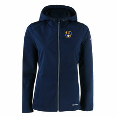 Milwaukee Brewers Cutter & Buck Women's Evoke Eco Softshell Recycled Full-Zip Jacket - Navy Jackets